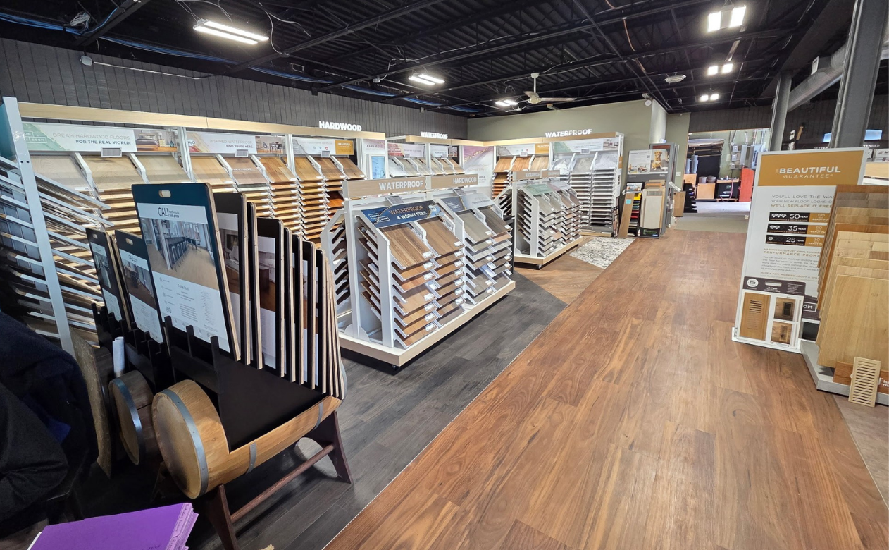Hardwood flooring display at Main Floor Carpet One